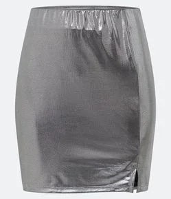 Saia Curta Metalizada com Fendinha Frontal