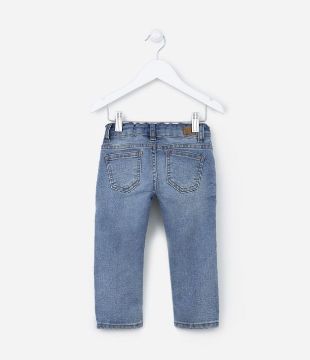 Calça Slim Jeans Infantil com Elástico no Cós e Bolsinhos - Tam 1 a 5 Anos Azul Médio 2