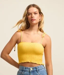 Blusa Regata Cropped em Viscose com Lastex