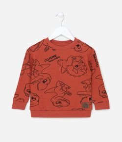 Camiseta Infantil em Malha Waffle Texturizada Estampa Jurassic Baby - Tam 2 a 5 anos