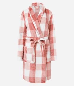 Robe Curto em Fleece e Estampa Xadrez