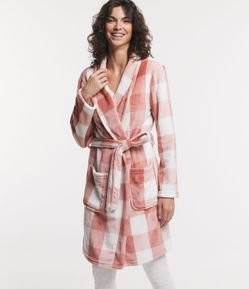 Robe Curto em Fleece e Estampa Xadrez