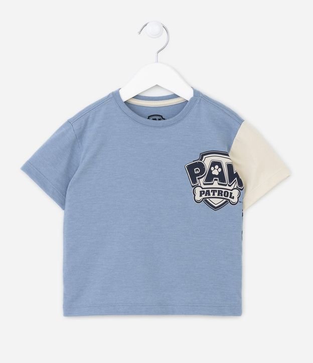 Camiseta Infantil com Manga Diferenciada e Estampa da Patrulha Canina - Tam 2 a 5 anos Azul 1