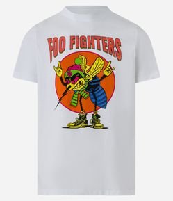 Camiseta em Meia Malha com Estampa Foo Fighters Mosquito