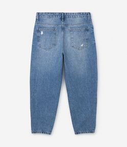 Calça Balloon Jeans com Bolsos e Puídos