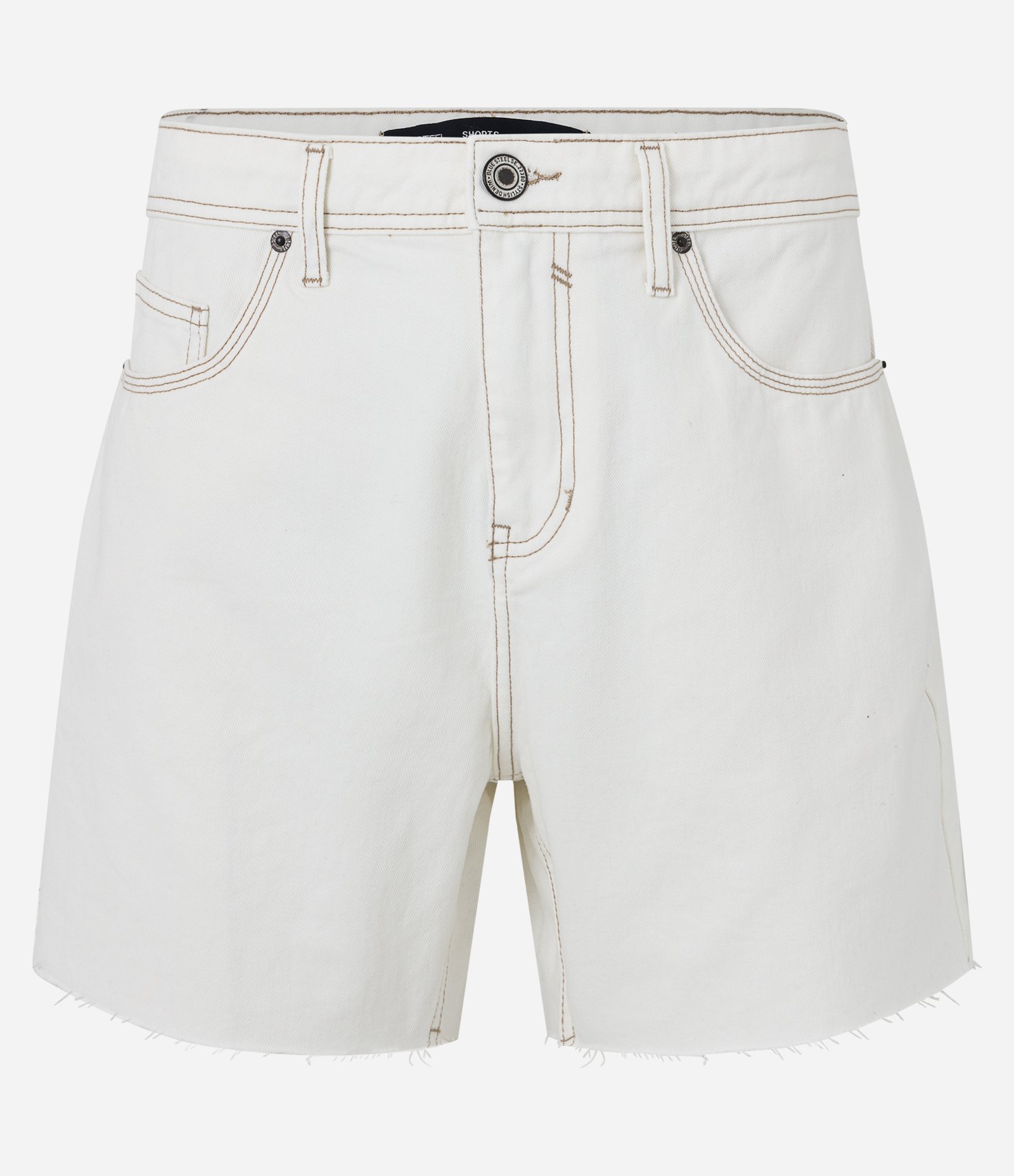 Bermuda em Sarja com Barra a Fio e Pesponto Contrastante Off White 5