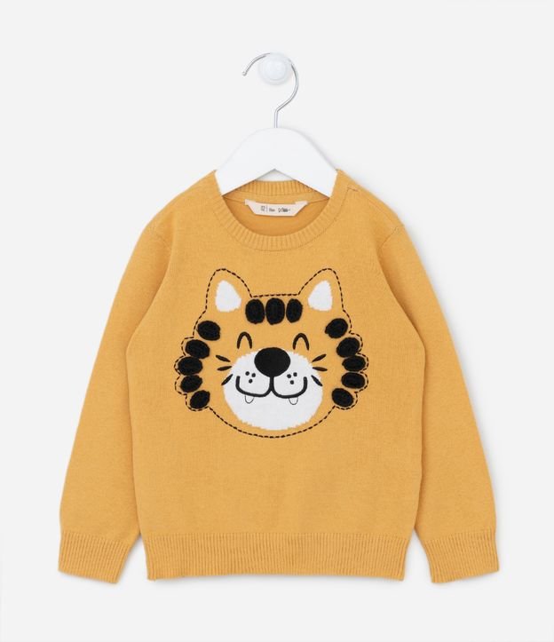 Blusão Chenille Infantil com Bordado de Leão - Tam 1 a 5 anos