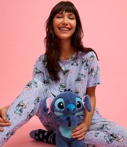 Pijama Longo com Toque Suave e Estampa do Stitch