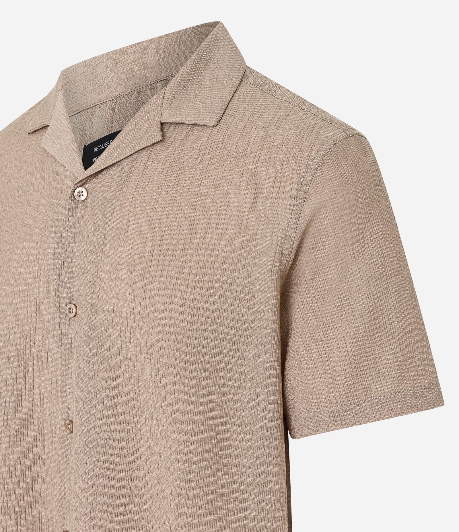 Camisa Boxy Texturizada com Gola Bowling Bege 9