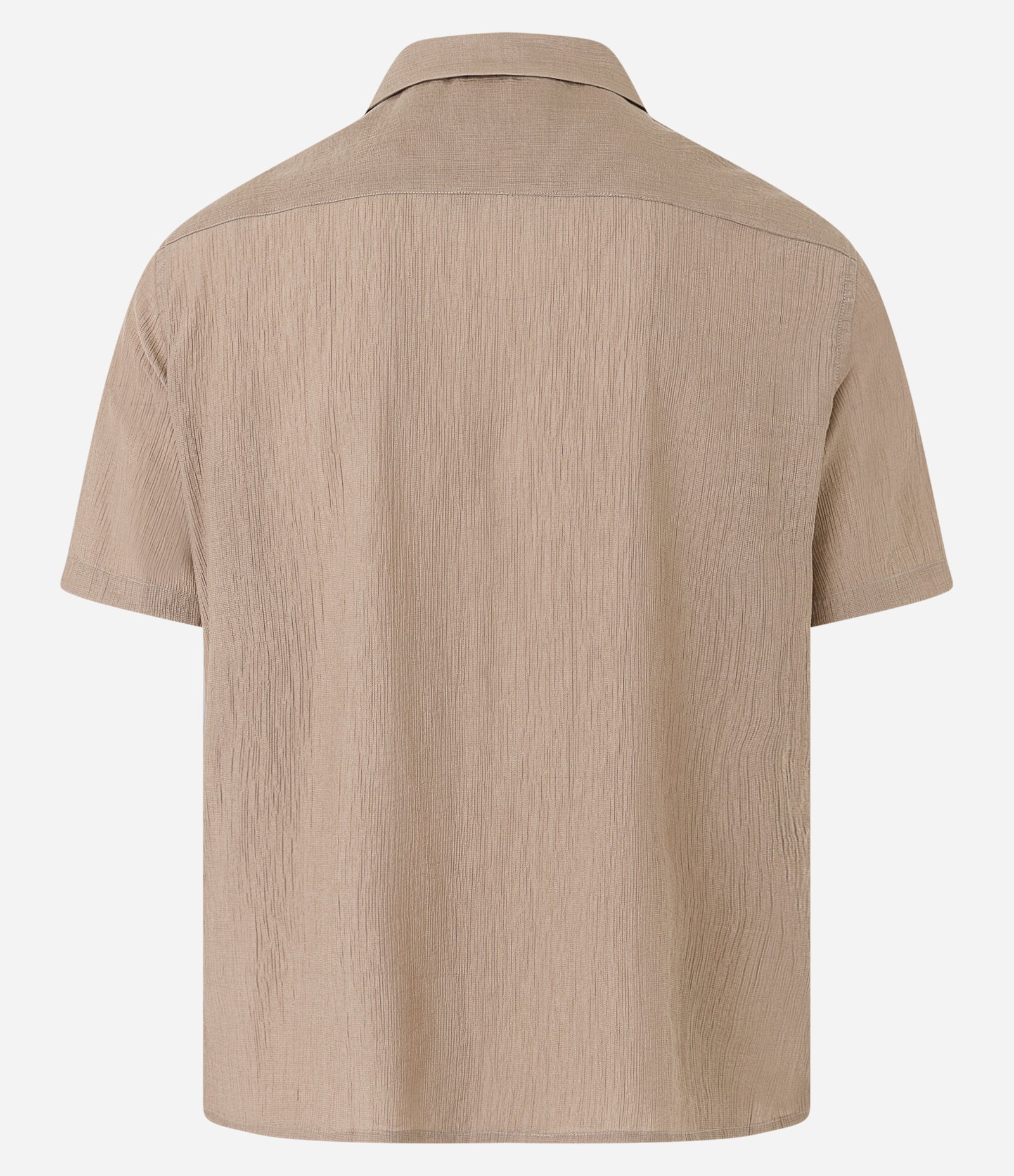 Camisa Boxy Texturizada com Gola Bowling Bege 10