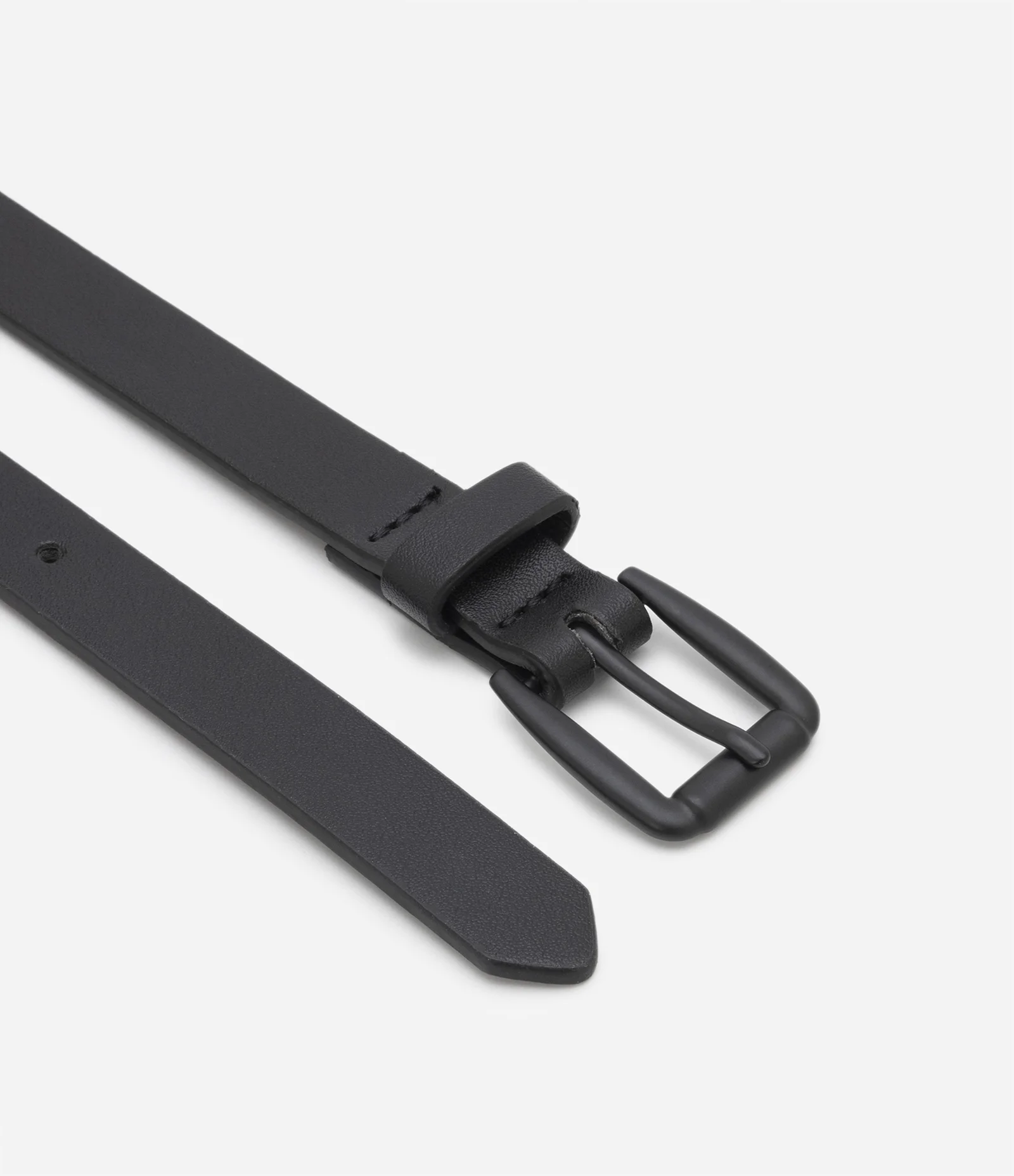 Kit 02 Cintos Finos em PU com Fivelas Quadradas Off White/Preto 2