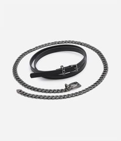 Kit 02 Cintos Estreitos com Correntes