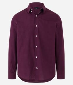 Camisa Manga Longa em Tricoline com Estampa Xadrez Grid