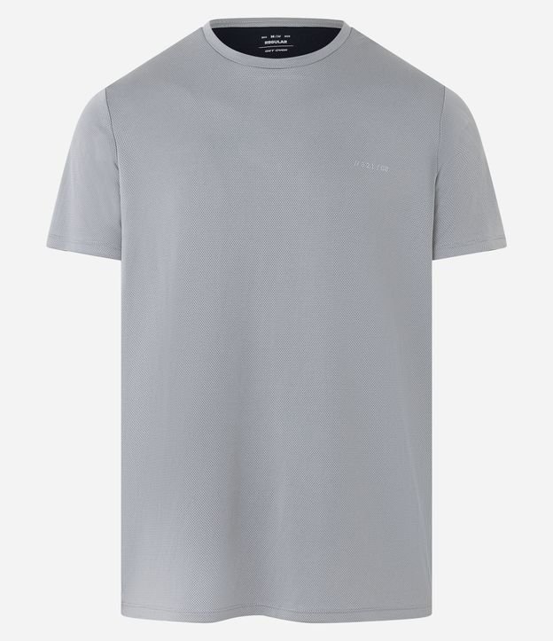 Camiseta Esportiva em Dry Fit com Textura e Recorte Contrastante Cinza 5