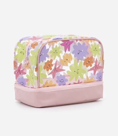 Necessaire Tijolo 2 em 1 com Transparente com Estampa Colorida com Bolsinho Menor preço em Necessaire Tijolo 2 em 1 com Transparente com Estampa Colorida com Bolsinho