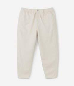 Calça Balloon em Sarja com Cós Elástico e Bolsos