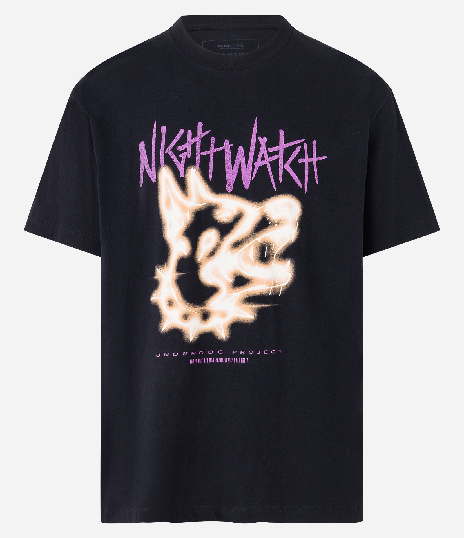 Camiseta Relaxed em Algodão com Estampa de Cachorro Night Watch Preto 1
