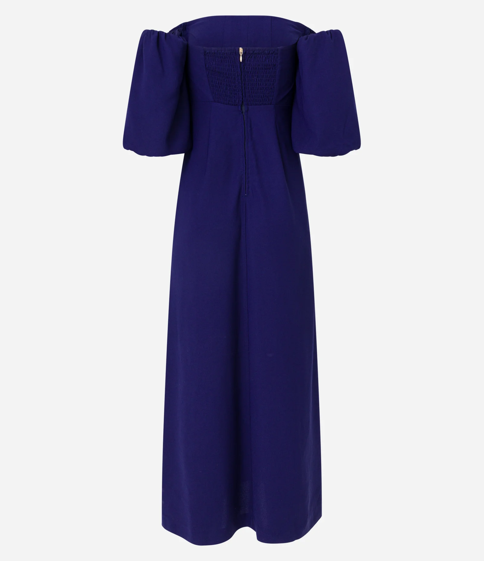 Vestido Midi Ombro a Ombro em Crepe com Manga Bufant Azul 2