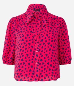 Blusa em Chiffon com Laço na Gola e Manga Bufante