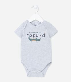 Body Infantil com Estampa de Jacaré e Escritos - Tam RN a 18 meses
