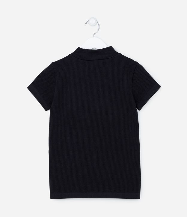 Blusa Canelada Infantil com Gola Alta - Tam 5 a 14 anos