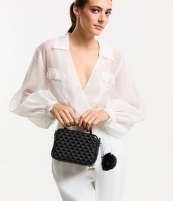 Bolsa Transversal Camera Bag com Textura Matelassê