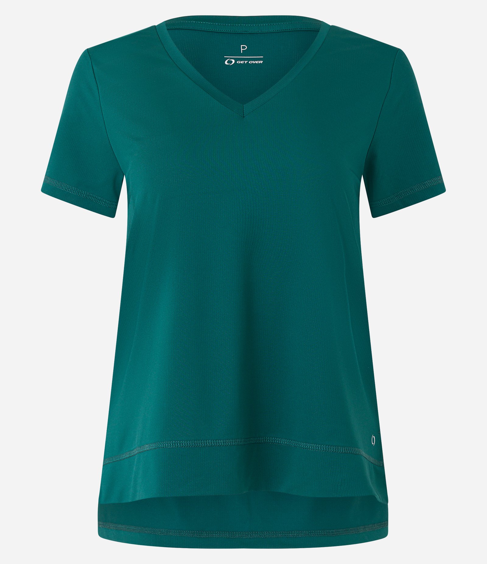 Camiseta Esportiva com Barra Alongada Verde Escuro 6