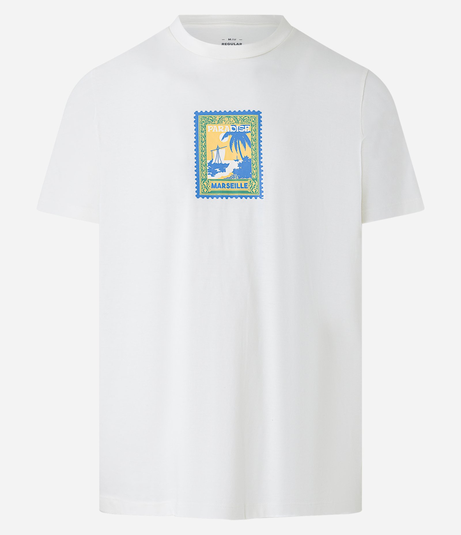 Camiseta Regular em Meia Malha com Estampa Selo Paradise Marseille Off White 4