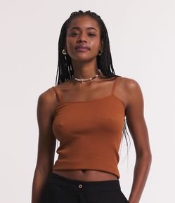 Blusa de Alça em Poliamida Canelada e Sem Costura