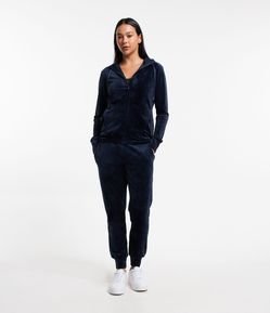Calça Jogger Esportiva em Plush com Cordão no Cós