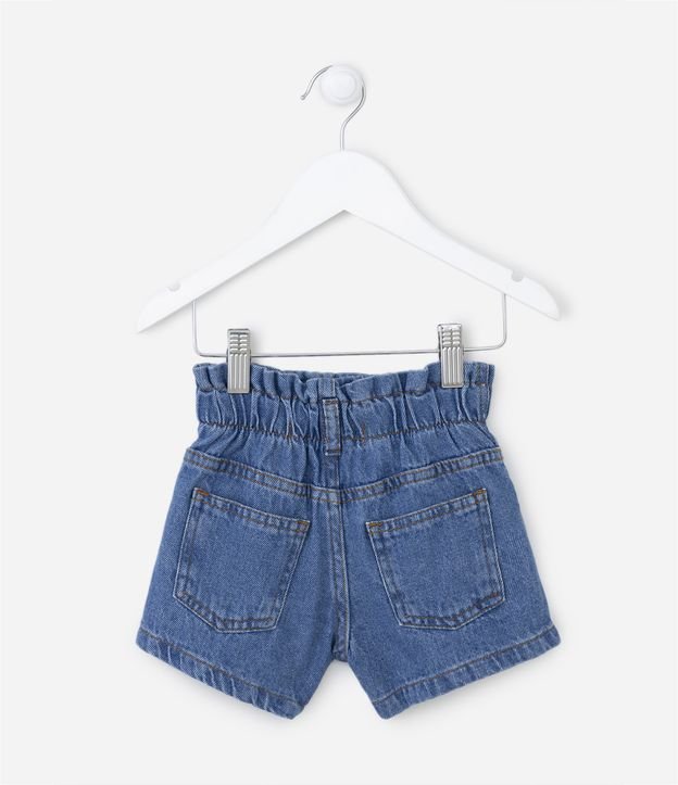 Short Clochard  Infantil em Jeans com Bordado de Pérolas - Tam 1 a 5 anos Azul 2