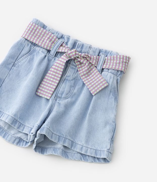 Short Clochard Infantil Jeans com Cinto de Lenço - Tam 1 a 5 anos Azul 5