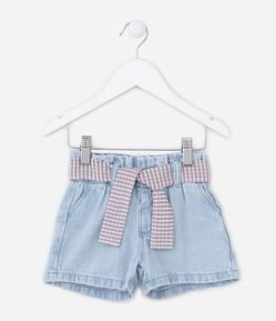 Short Clochard Infantil Jeans com Cinto de Lenço - Tam 1 a 5 anos