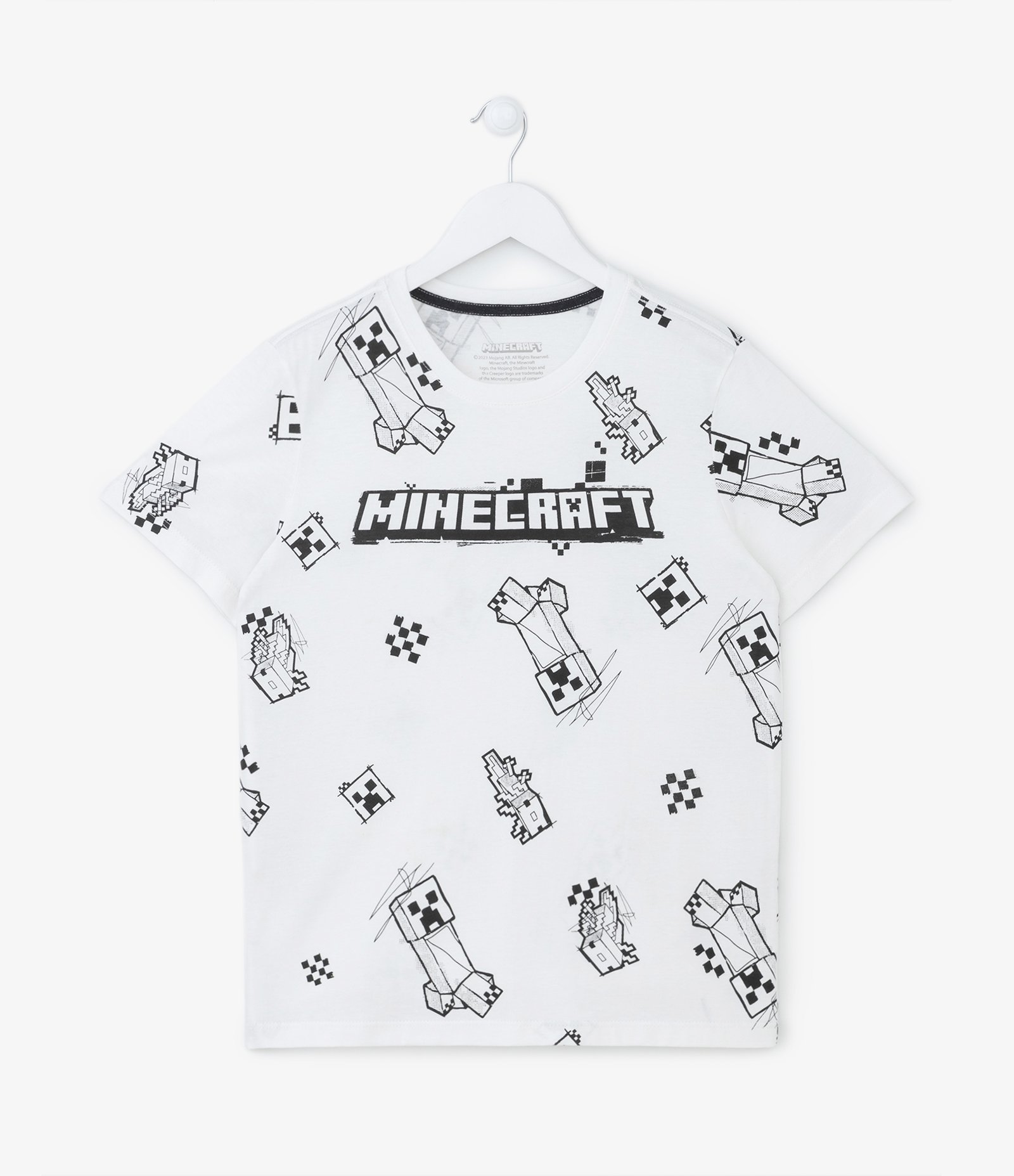 Camiseta Infantil com Estampa do Minecraft - Tam 5 a 14 anos Off White 1