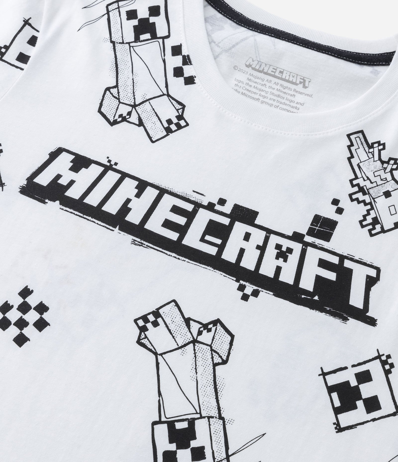 Camiseta Infantil com Estampa do Minecraft - Tam 5 a 14 anos Off White 3