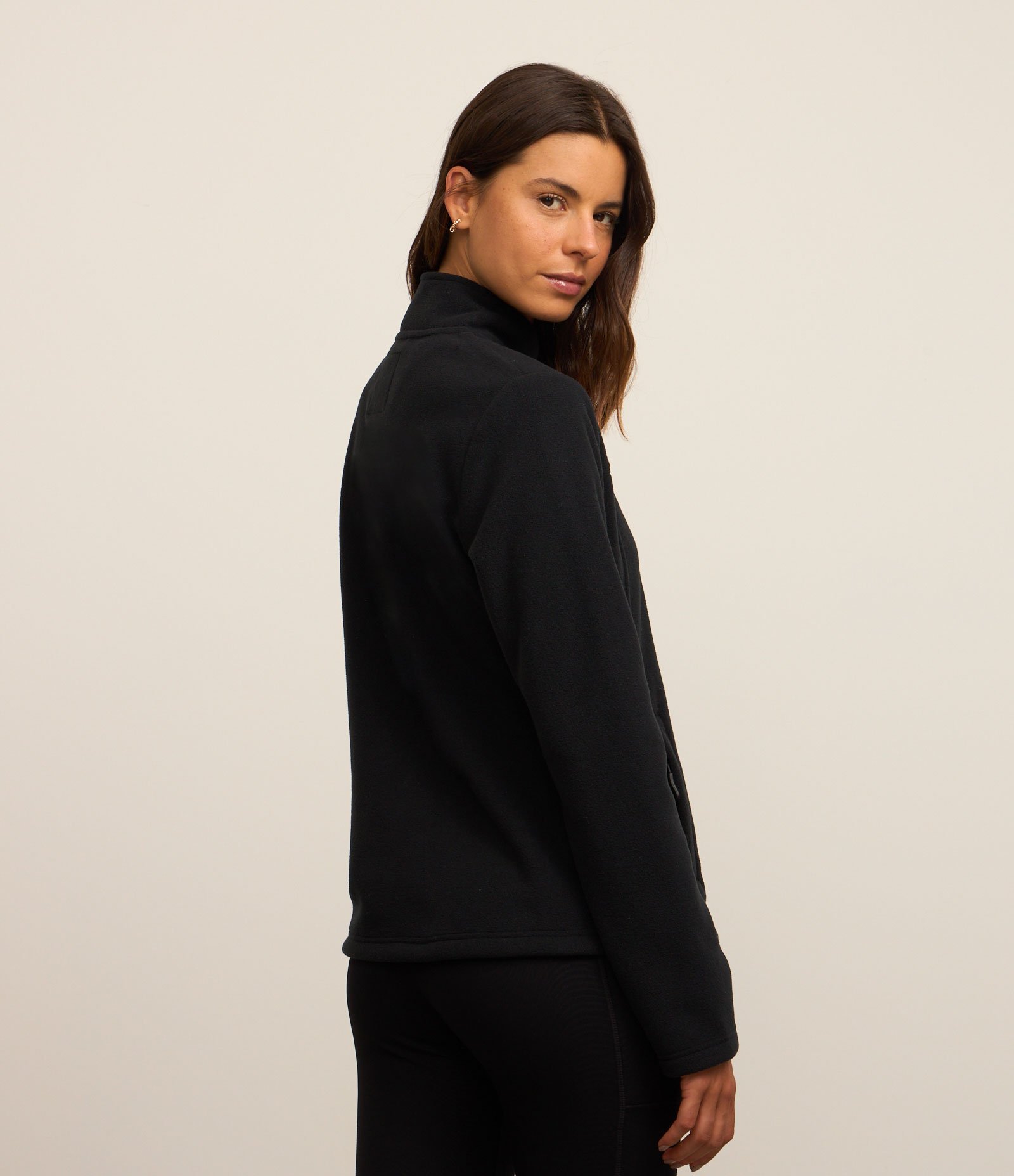 Jaqueta Esportiva em Fleece com Gola Alta Preto 4