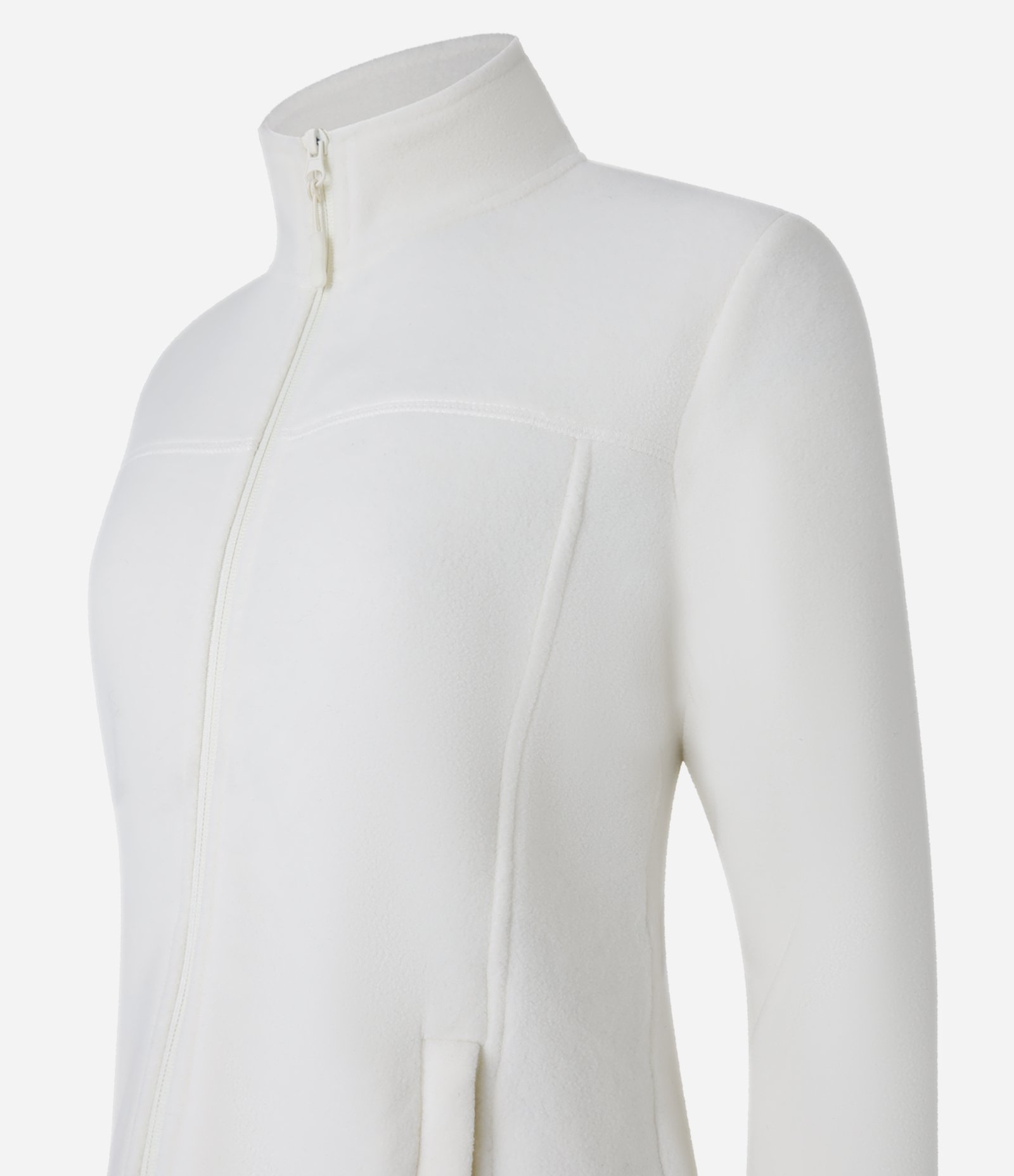 Jaqueta Esportiva em Fleece com Gola Alta Branco 7