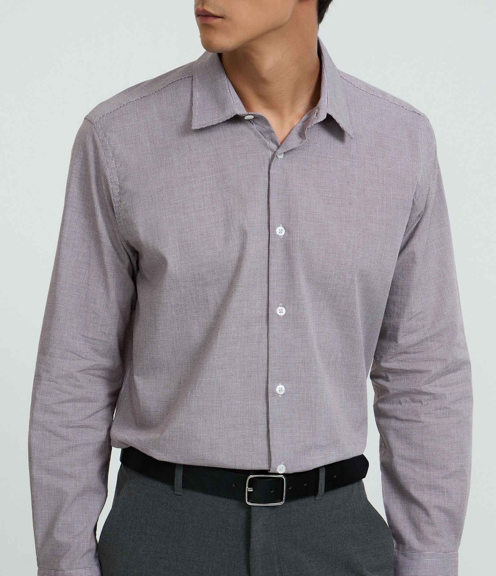 Camisa manga longa Tricoline Estampado Vichy Marrom 3