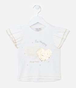 Blusa Infantil com Babadinhos e Bordado de Corações em Paetês - Tam 1 a 5 anos