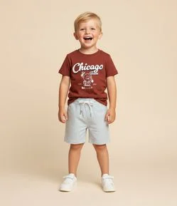 Bermuda Infantil em Microfibra com Textura e Listrinhas - Tam 1 a 5 Anos