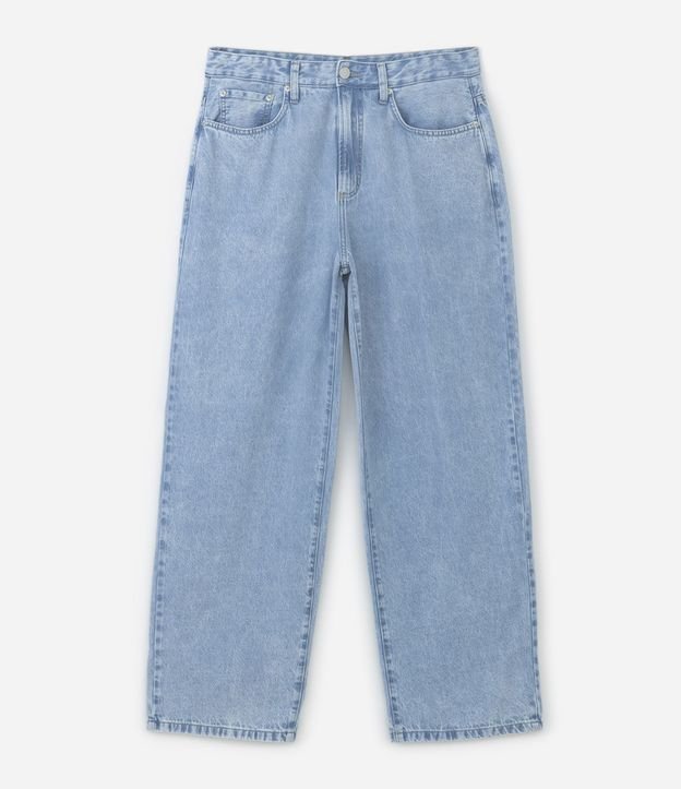 Calça Super Baggy Jeans com Bolsos Azul Médio 5