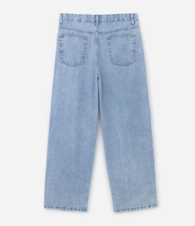 Calça Super Baggy Jeans com Bolsos Azul Médio 6