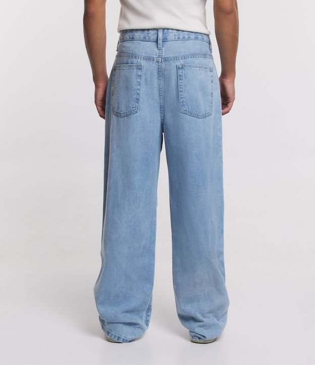Calça Super Baggy Jeans com Bolsos Azul Médio 3