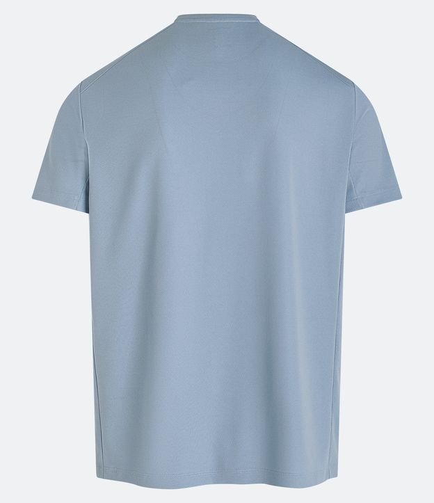Camiseta Esportiva em Dry Fit com Lettering Athletic e Textura Furadinha Azul Celeste 8
