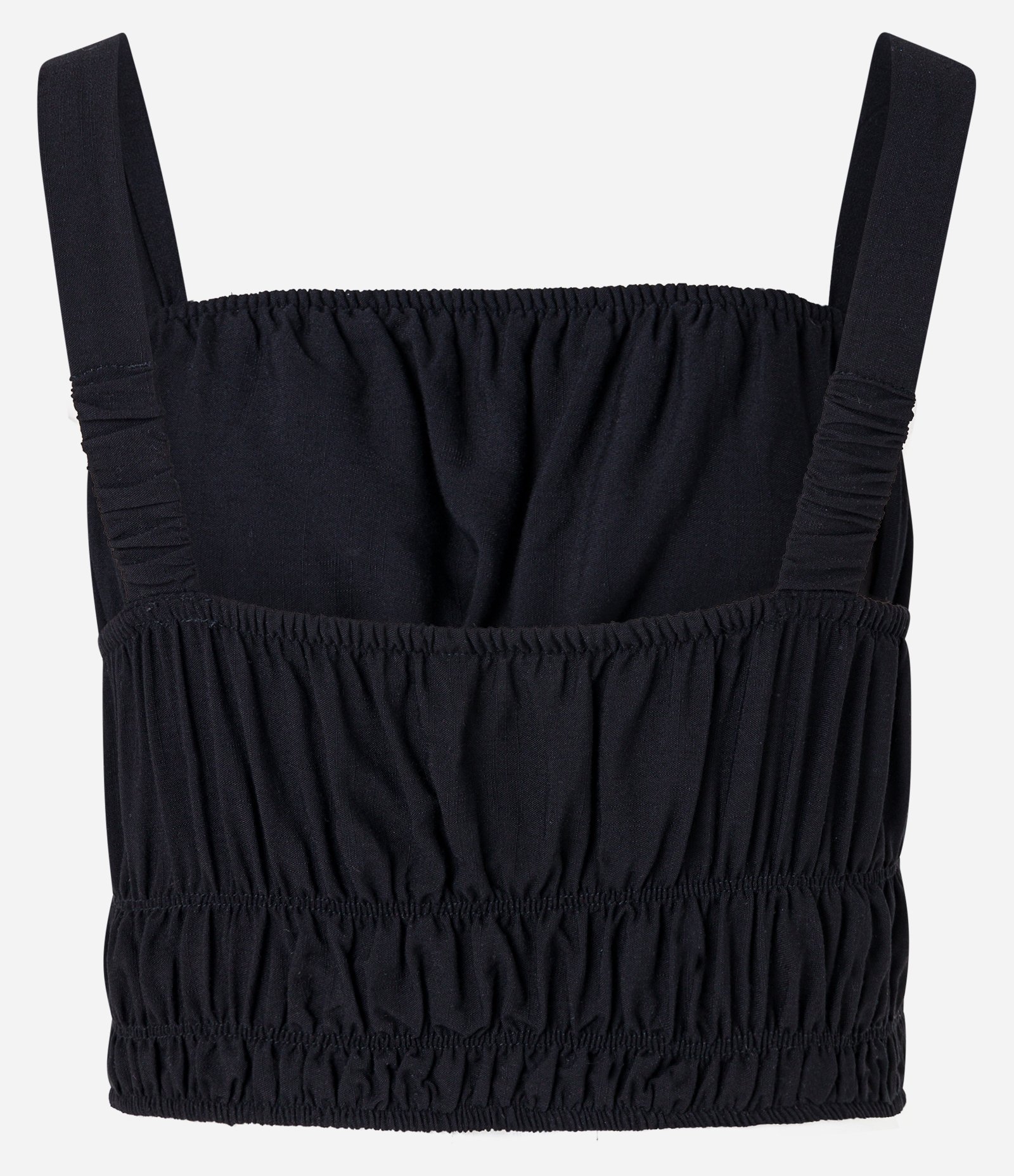 Blusa Cropped em Viscose com Elástico na Barra e Decote Preto 3
