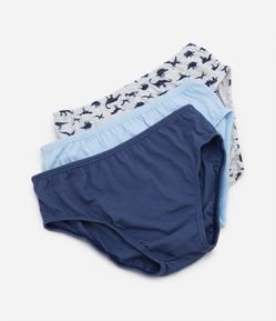 Kit 03 Cuecas Infantis Slip com Estampa de Dinossauros - Tam 2 aos 12 anos