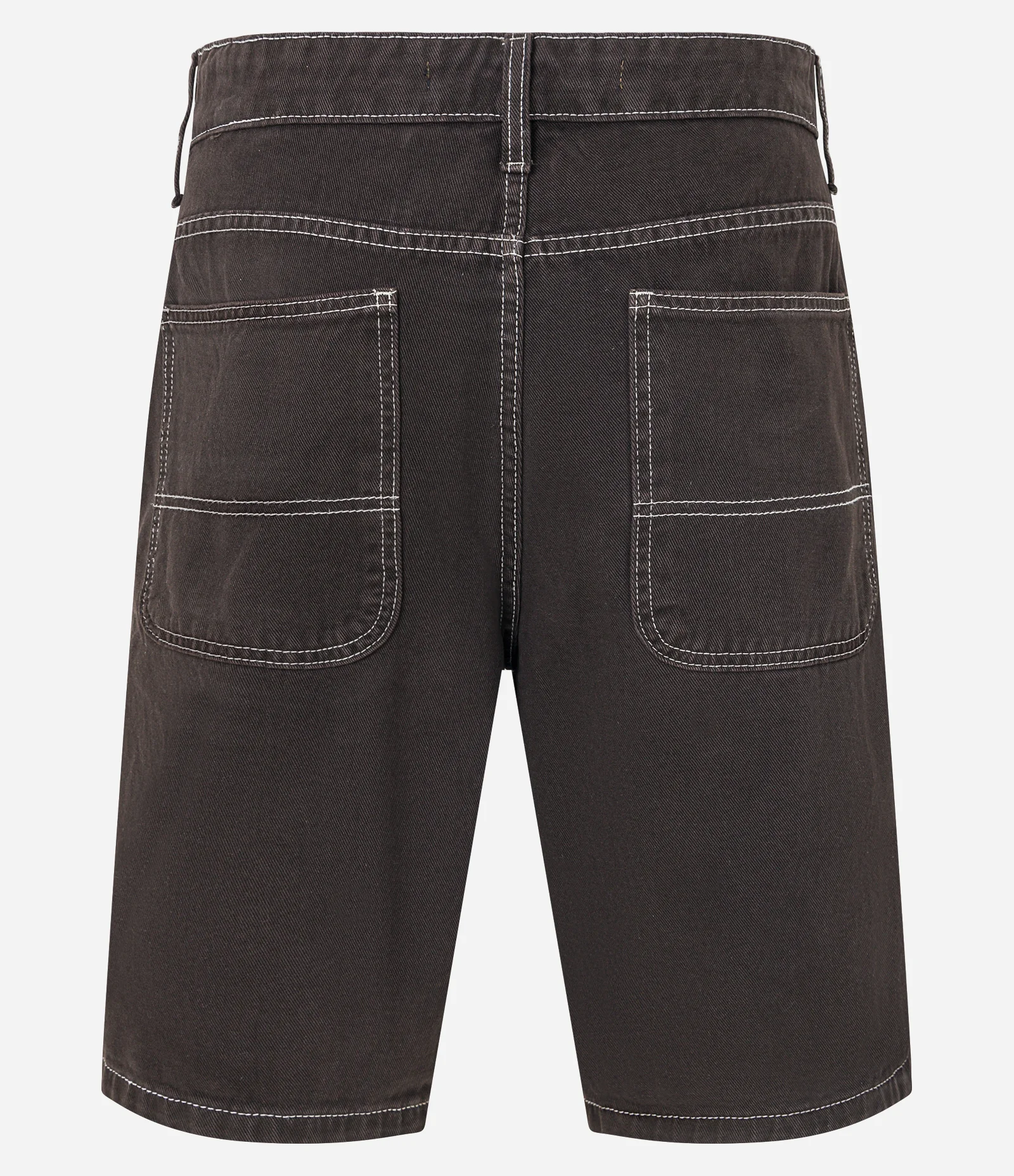 Bermuda Slim em Sarja com Pespontos Contrastantes e Laterais Triplas Marrom 2