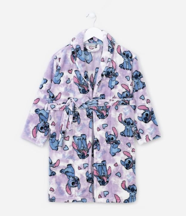 Roupão Infantil em Fleece com Stitch Estampado - Tam 03 a 15 Anos