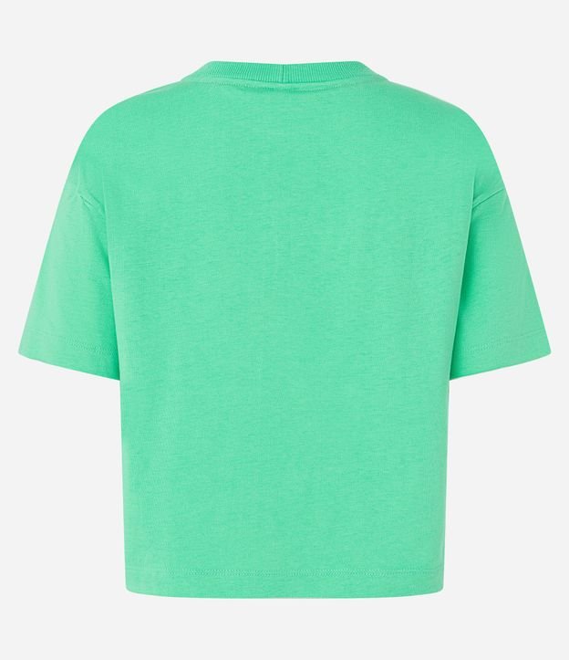 Blusa T-shirt em Meia Malha com Estampa Tropical Feita de Sol Verde 6