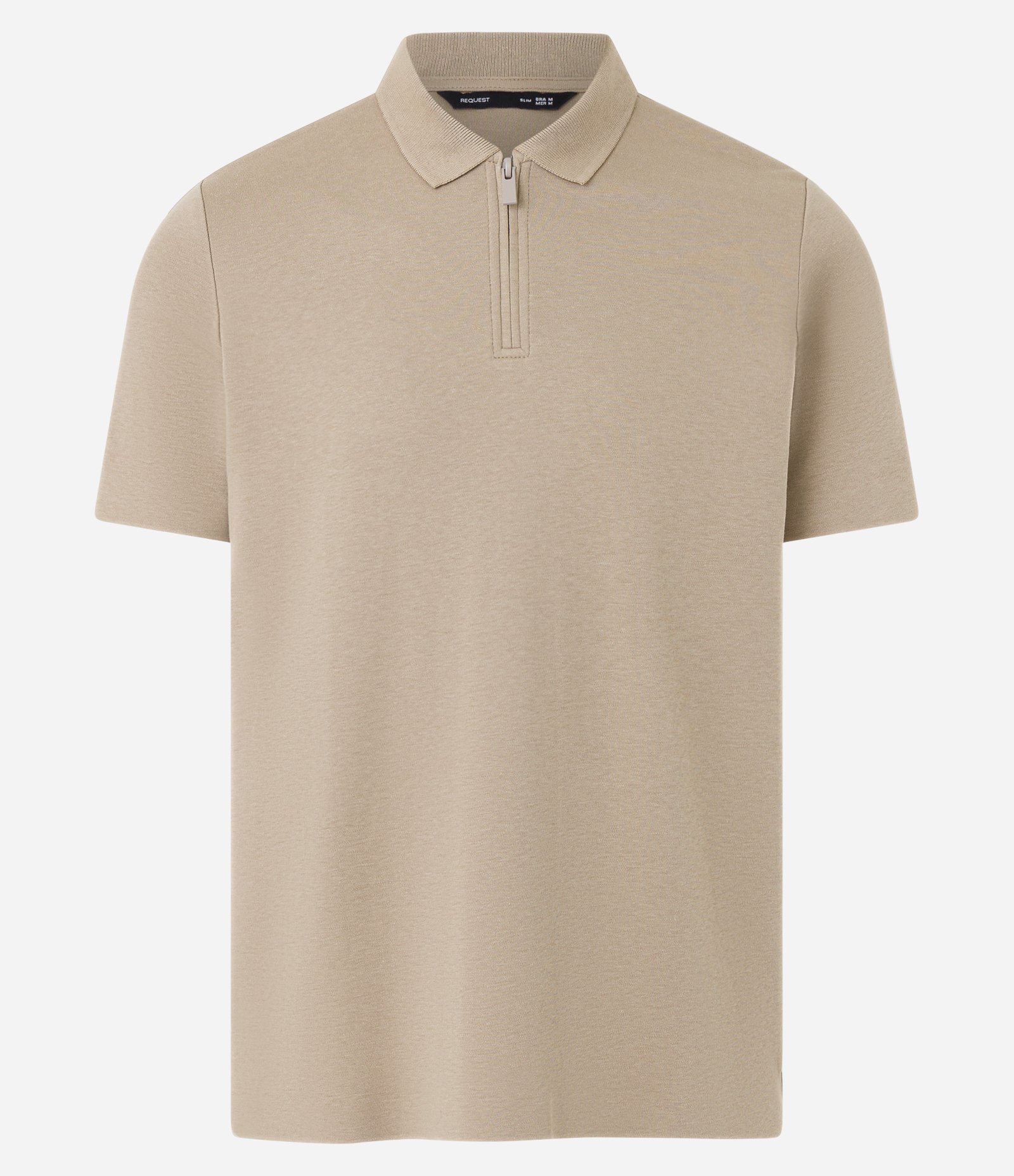 Camisa Polo em Algodão com Zíper na Gola Bege 5